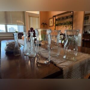 Elegant Clear Glass Vases Set w/ Bamboo Cocktail Picks